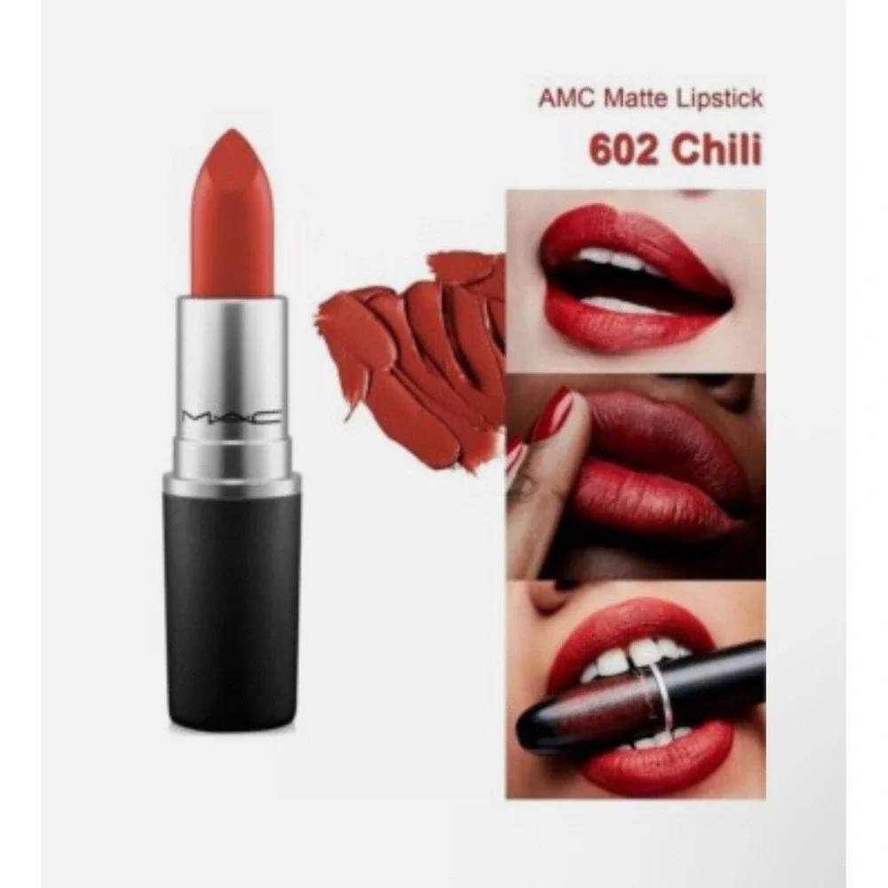 Mac Matte Rouge A Levres Lipstick CHILI #602 Full Size 0.12Oz. 3.5g New Box BA4
